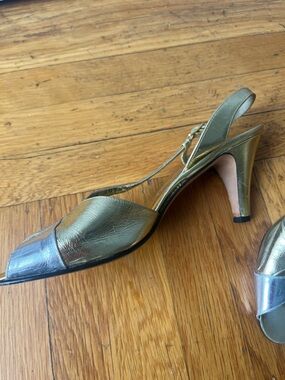 Salvador Ferragamo Gold and silver Metallic Slingback Heels for Women - 1986